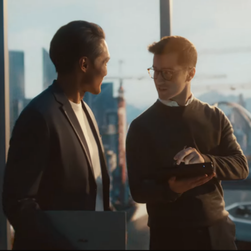 Tiffany Ling produced spot for Asus two gentleman in a highrise office