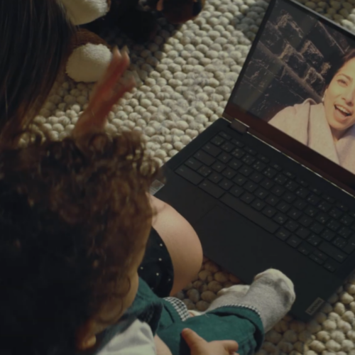 Tiffany Ling produced spot for Google a mother and son video call on laptop