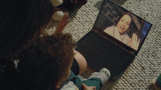 Tiffany Ling produced spot for Google a mother and son video call on laptop