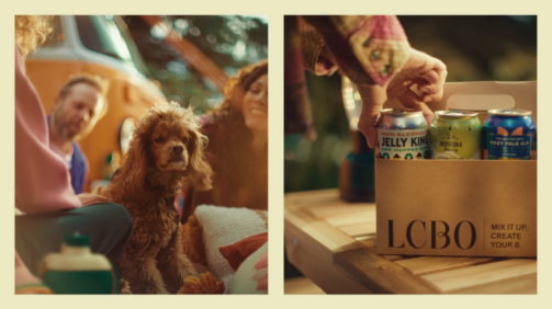 Tiffany Ling produced spot for LCBO split-screen of dog and tall cans