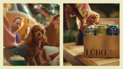 Tiffany Ling produced spot for LCBO split-screen of dog and tall cans
