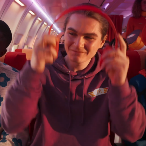 Tiffany Ling produced spot for McDonalds three people seated on an airplane