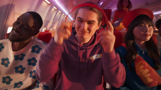 Tiffany Ling produced spot for McDonalds three people seated on an airplane