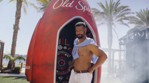 Tiffany Ling produced spot for Old Spice man in front of rocketship on beach